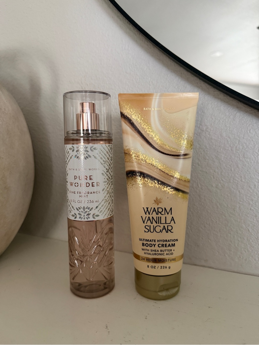 Bath & Body Works Pure Wonder Mist & Warm Vanilla Sugar Cream Set